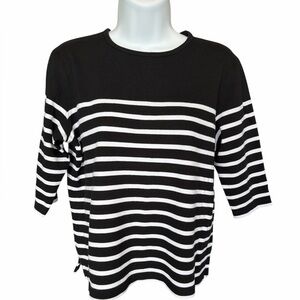 CORAL BAY Black & White Striped Top size petite large